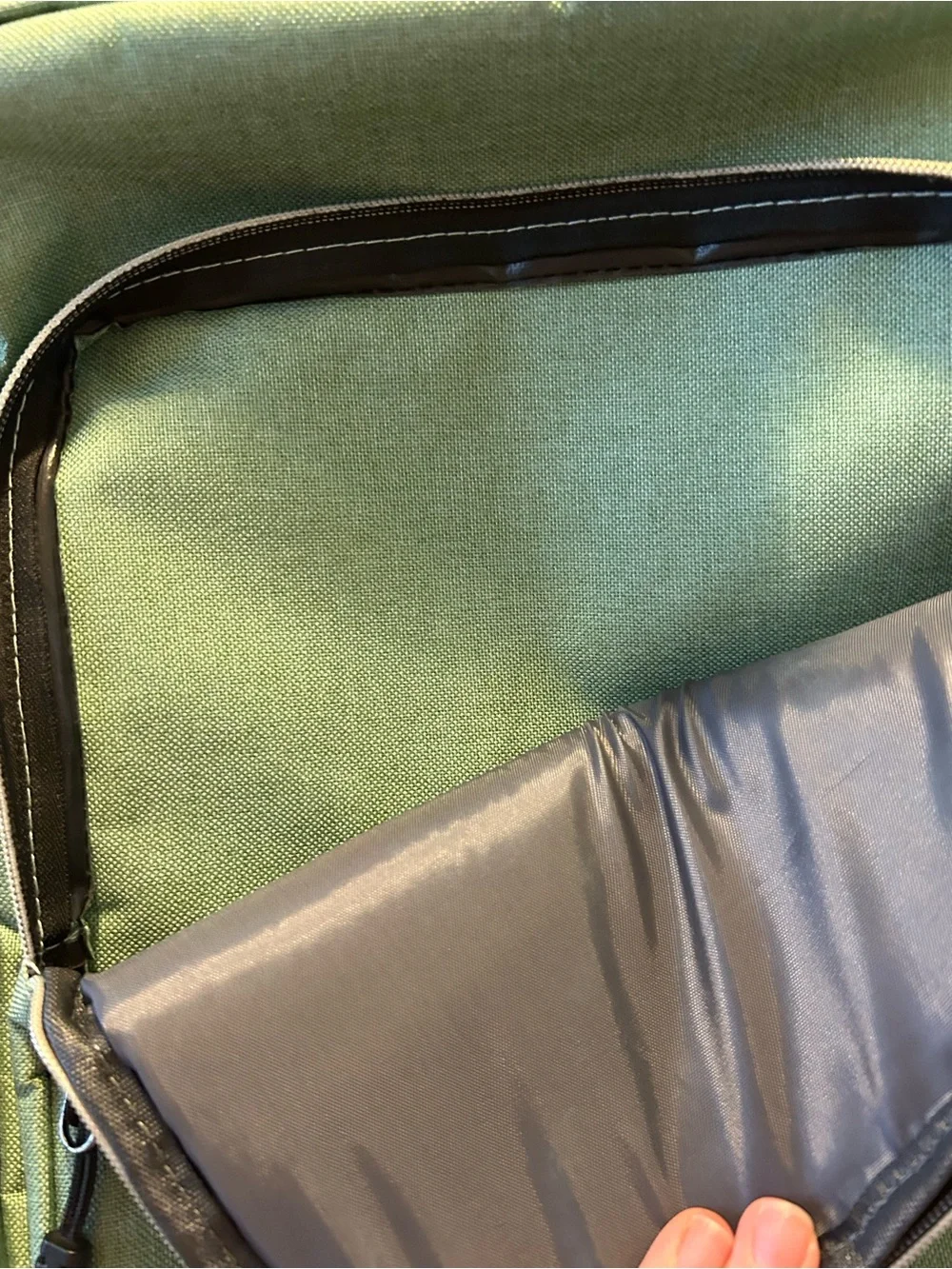 Modoker Sage Green Canvas Backpack with Brown Trim